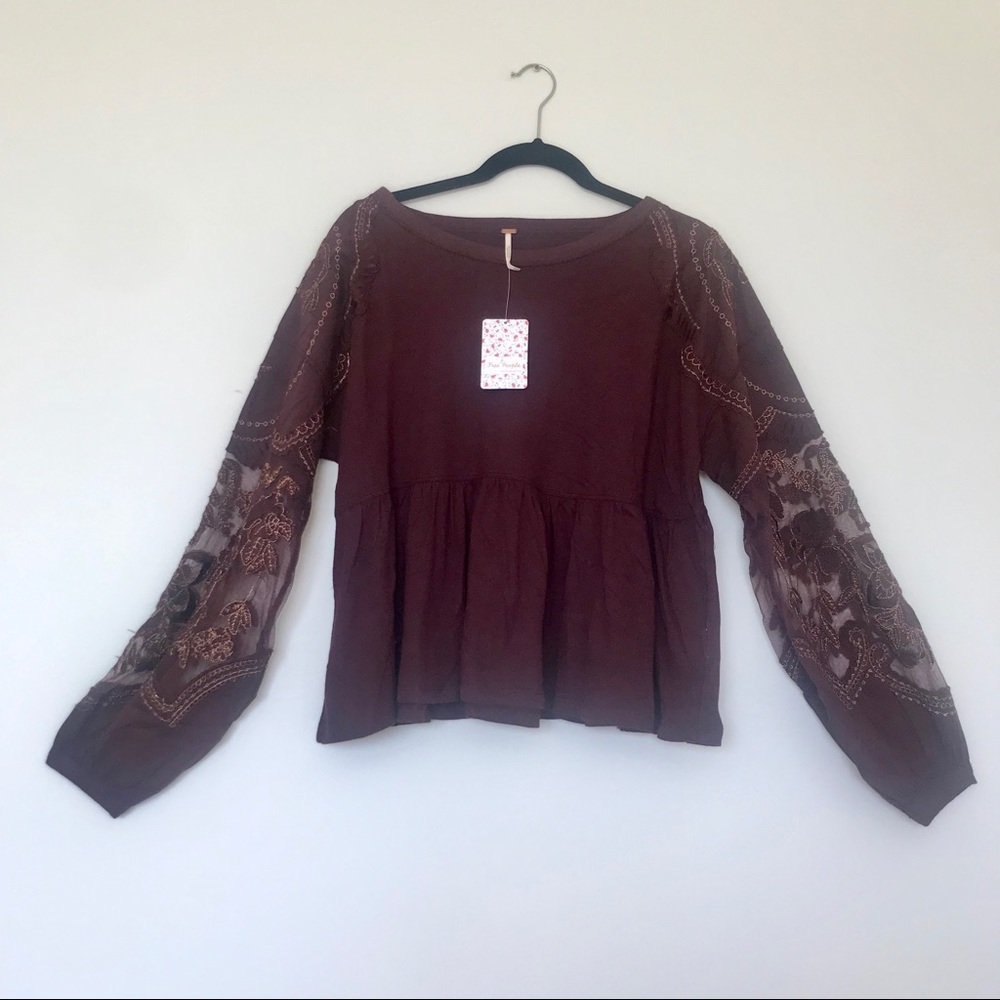 SOLD Free People Penny Tee Wine NWT - Picture 6 of 8